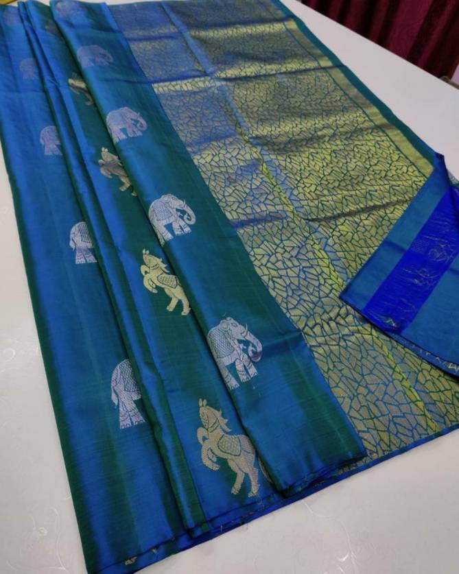 Hathi Ghoda Soft Lichi Silk Designer Sarees Catalog